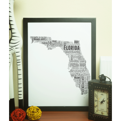 Personalised Florida Word Art Picture Map Print Gift