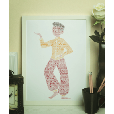 Male Bollywood Dancer - Personalised Word Art Gift