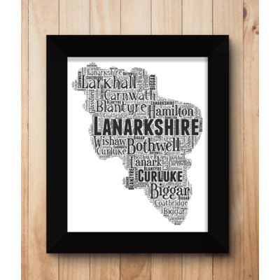 Lanarkshire - Personalised Word Art Map