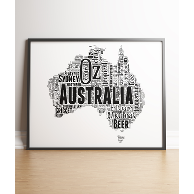 Personalised Australia Map Word Art Picture Print