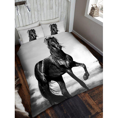Black Horse Double Duvet Cover And Pillowcase Set