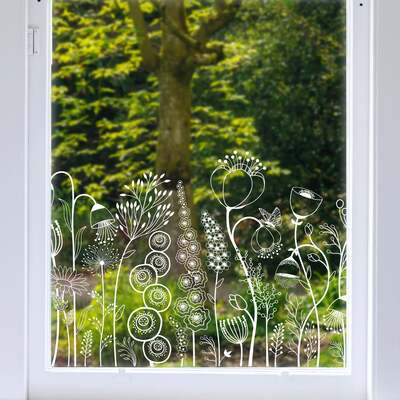 Flowers Clear Window Privacy Border - 1200(w) x 560(h) mm