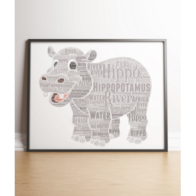 Personalised Hippo Word Art Print