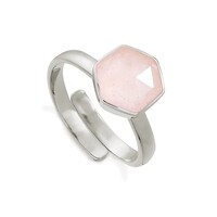 Image of Firestarter Adjustable Ring - Rose Quartz & Silver