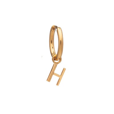 This is Me Gold Mini Hoop Huggie Earring - Letter H