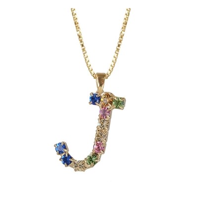 Initial J Letter Necklace - Gold
