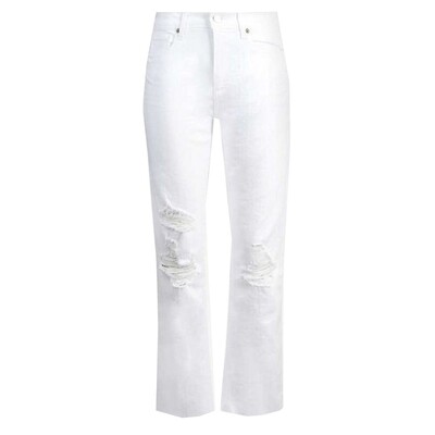 Noella High Rise Distressed Straight Leg Jeans - Brilliant White