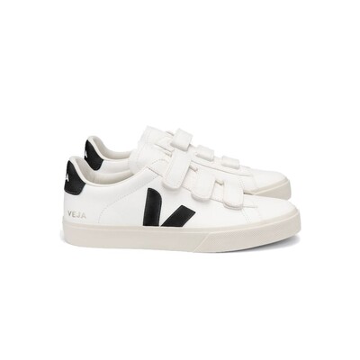VEJA Recife Leather Trainers Extra White & Black