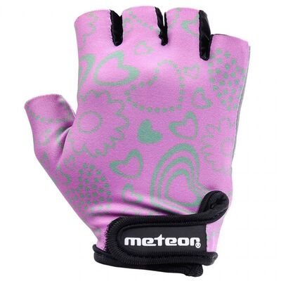 Meteor Junior Flower Cycling Gloves - Purple

