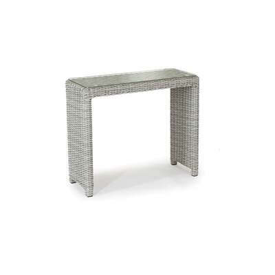 Kettler Palma White Wash Rattan Casual Dining Glass Top Side Table