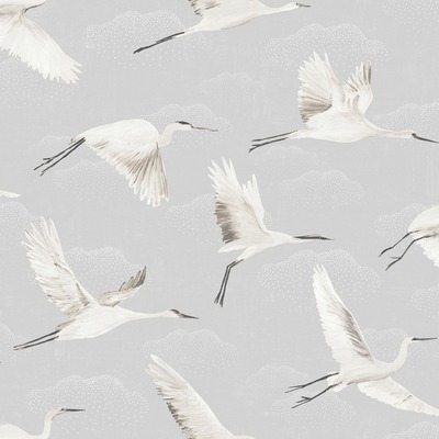In Flight Cranes Wallpaper Grey World of Wallpaper AF0005
