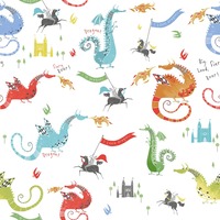 Image of Tiny Tots 2 Dragons Wallpaper Bright Colours Galerie G78368