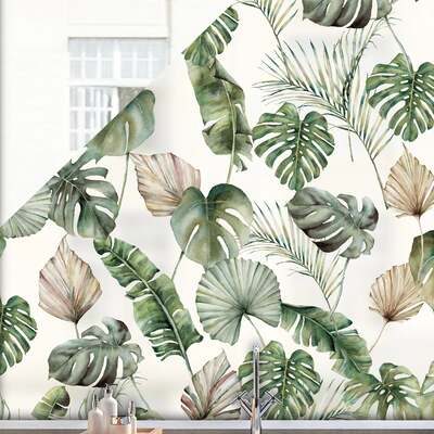 Jungle Leaf Tropical Privacy Frosted Window Panel - 800(w) x 1200(h) mm