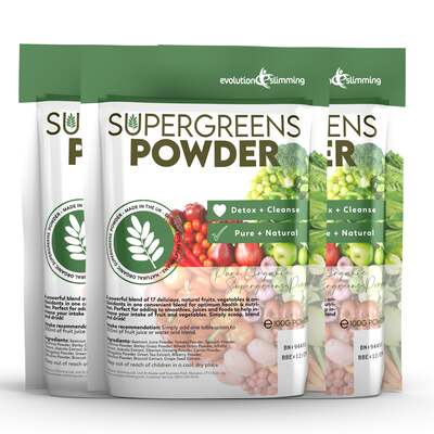 Super Greens Powder with 17 Super Fruits & Vegetables 100g Pouch - 3 Pouches (300g)