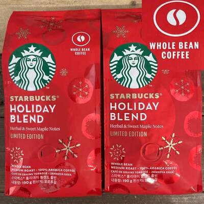 2x Starbucks Holiday Blend Coffee WHOLE BEANS (2x190g)