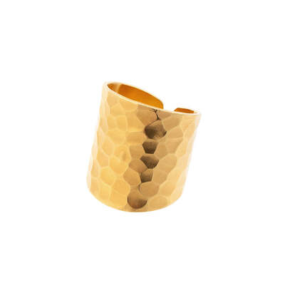 Nudo Gold Long hammered Ring (adjustable)