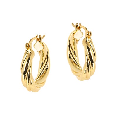Lilly Chunky Twisted Gold Hoop Earrings