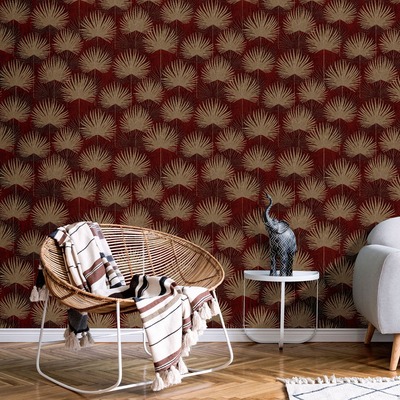 Odyssee Wallpaper Collection Calypso Gold and Red Muriva L93310

