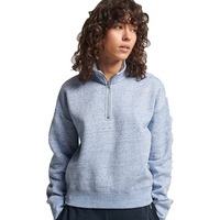 Image of Superdry Organic Cotton Vintage Logo Henley Sweatshirt - La Blue Marl - 12