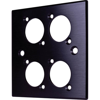 Black Wall Plate With D-Series Hole - 4 Gang