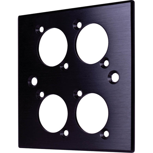 Black Wall Plate With D-Series Hole - 4 Gang