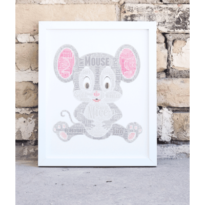 Personalised Cute Mouse Word Art Picture Gift