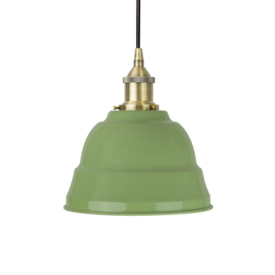 Soho Lighting Mint Green Lincoln Painted Pendant Light with Antique Copper Lamp Holder and Black Round Cable