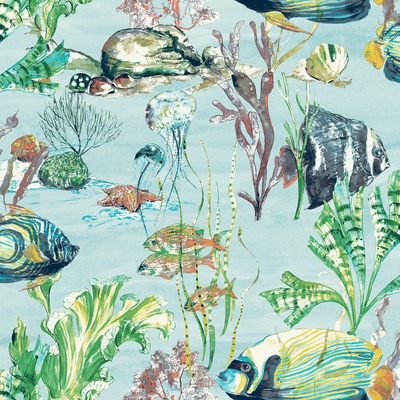 Aquarium Wallpaper Teal Grandeco A61301