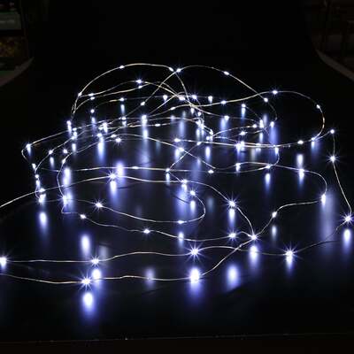 Noma Christmas Fit & Forget Bright White Micro Wire LED String Lights - Battery Operated, 100 Bulbs