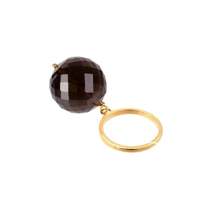 Bubble Smokey Quartz Gold Ring (size adjustable)