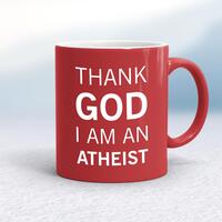 Thank God I’m An Atheist Mug – Red/White, 10oz