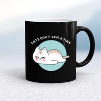 Cats Don’t Give A Fuck Mug – Black/White, 10oz