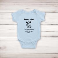 Thanks Dad – All My Shit Babygrow – Blue, 6-12 Months