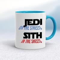 Jedi On the Streets Mug – White/Light Blue, 10oz