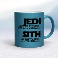 Jedi On the Streets Mug – Blue Glitter/White, 10oz