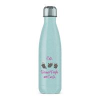 Cats, Because People Are Cunts Water Bottle – Blue Glitter, One