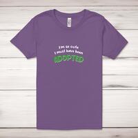 So Cute I’m Adopted Adult T-Shirt – Royal Purple, XS