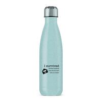 I Survived Another Meeting Water Bottle – Blue Glitter, One