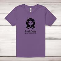 Jesus Is Coming Adult T-Shirt – Royal Purple, Large