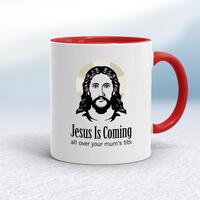 Jesus Is Coming Mug – White/Red, 10oz