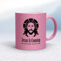 Jesus Is Coming Mug – Pink Glitter/White, 10oz