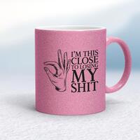 Losing My Shit Mug – Pink Glitter/White, 10oz