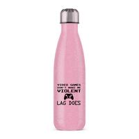 Video Games Don’t Make Me Violent Water Bottle – Pink Glitter, One
