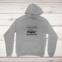 I Love It When She Bends Over Hoodie – Grey, Small