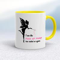 The Fuck Up Fairy Mug – White/Yellow, 10oz