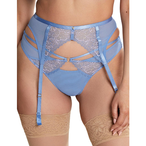 Cleo by Panache Valentina Luxe Suspender Belt - Denim Blue