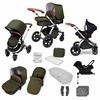 Image of Ickle Bubba Stomp v4 Special Edition All In One Travel System with Galaxy Car Seat and Isofix Base (Frame: Chrome, Fabric Colour: Woodland)