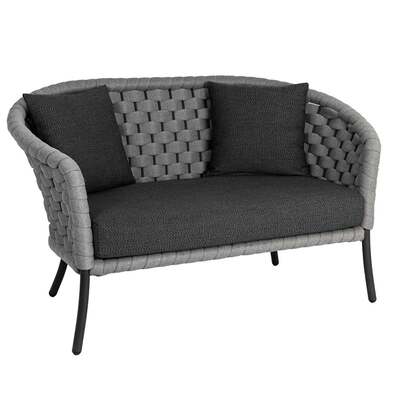 Alexander Rose Light Grey Cordial 2 Seater Curved Sofa with Cushion, Kvadrat Stormk