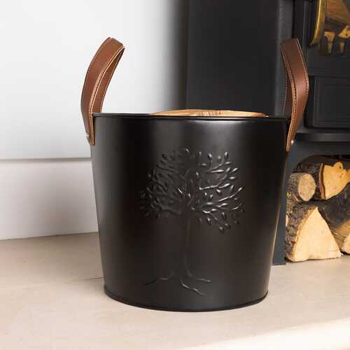 Snug Mulberry Small Leather Handle Log Bucket
