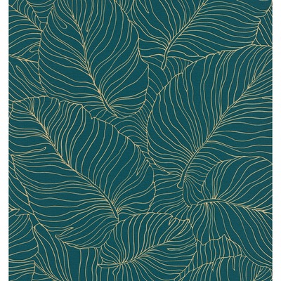 Isa Banana Leaf Wallpaper Teal / Gold Grandeco A50902
